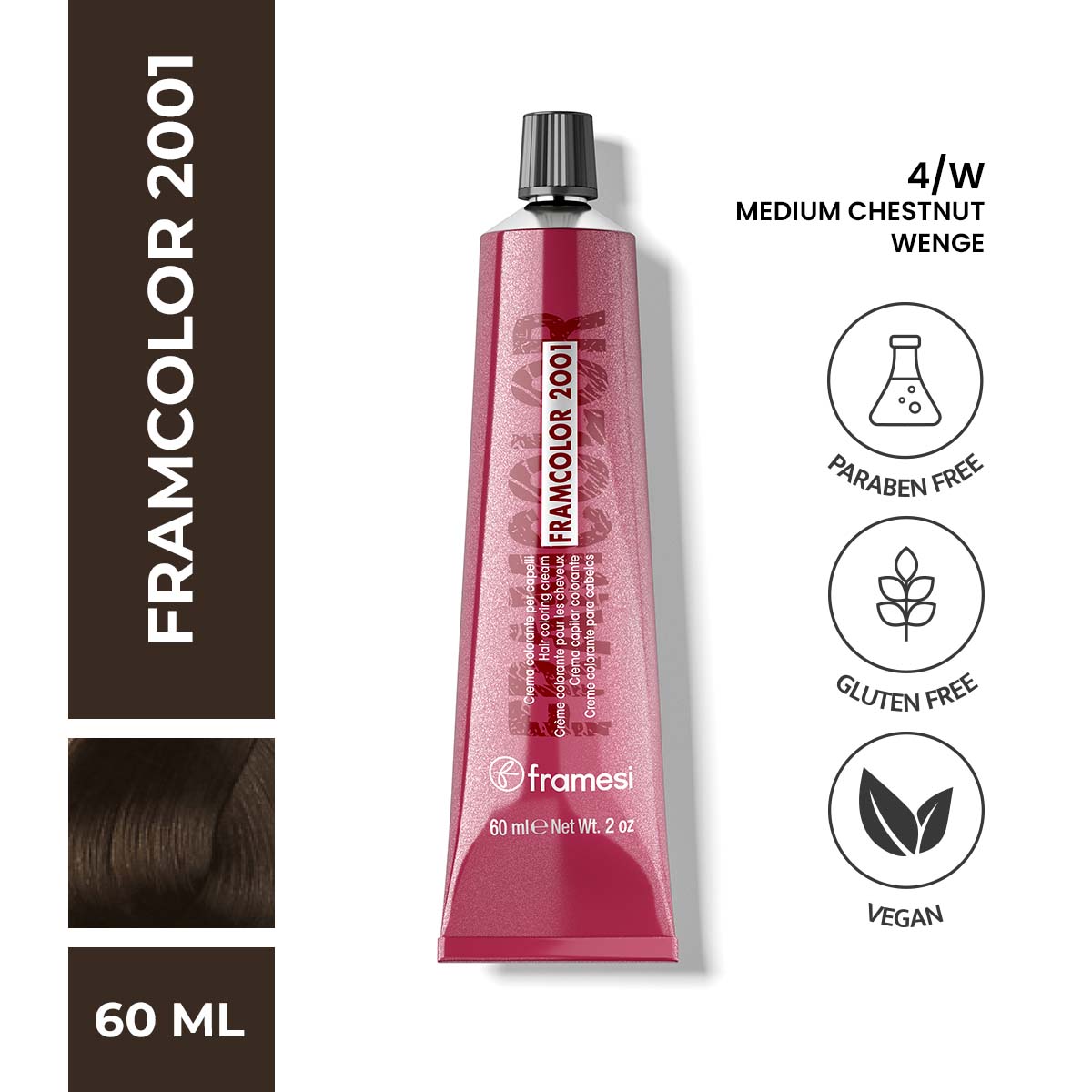 Framesi - FramColor 2001 - 4/W Medium Chestnut - Wenge — image 1 — Meeshop Pakistan