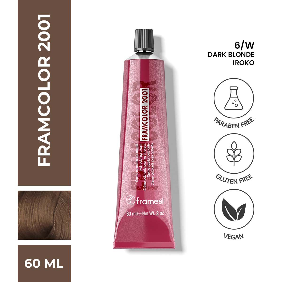 Framesi - FramColor 2001 - 6/W Dark Blonde - Iroko — image 1 — Meeshop Pakistan