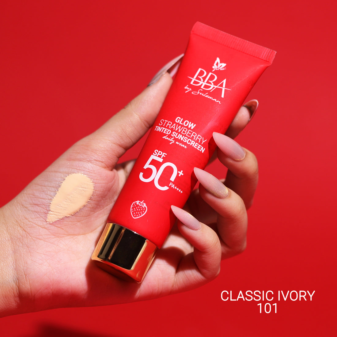 BBA By Suleman - Glow Strawberry Tinted Sunscreen SPF50+ PA++++ 50ml - Classic Ivory 101 — image 1 — Meeshop Pakistan
