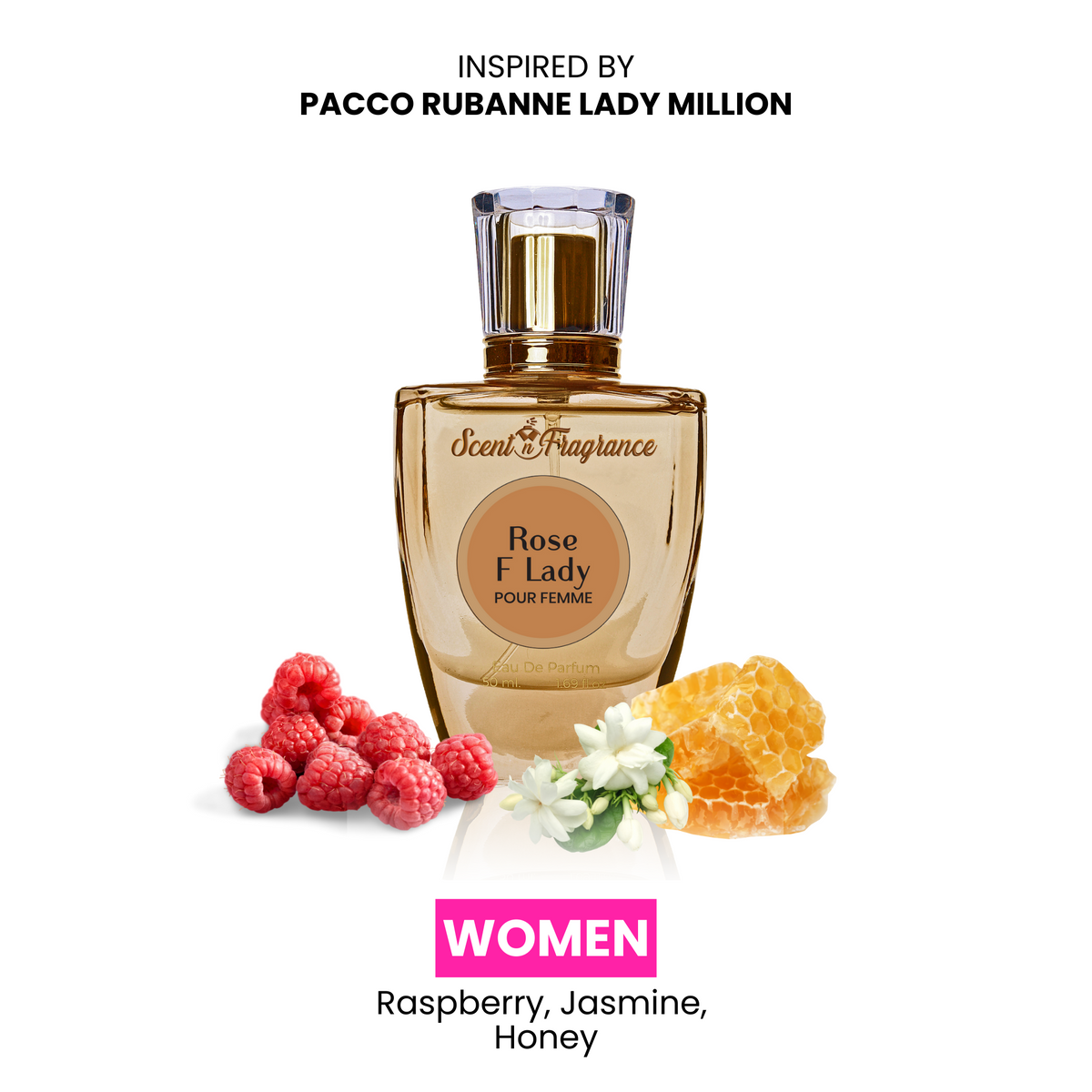 Rose F Lady Inspired By Paco Rabanne lady million - Women - 50ml — image 1 — Meeshop Pakistan