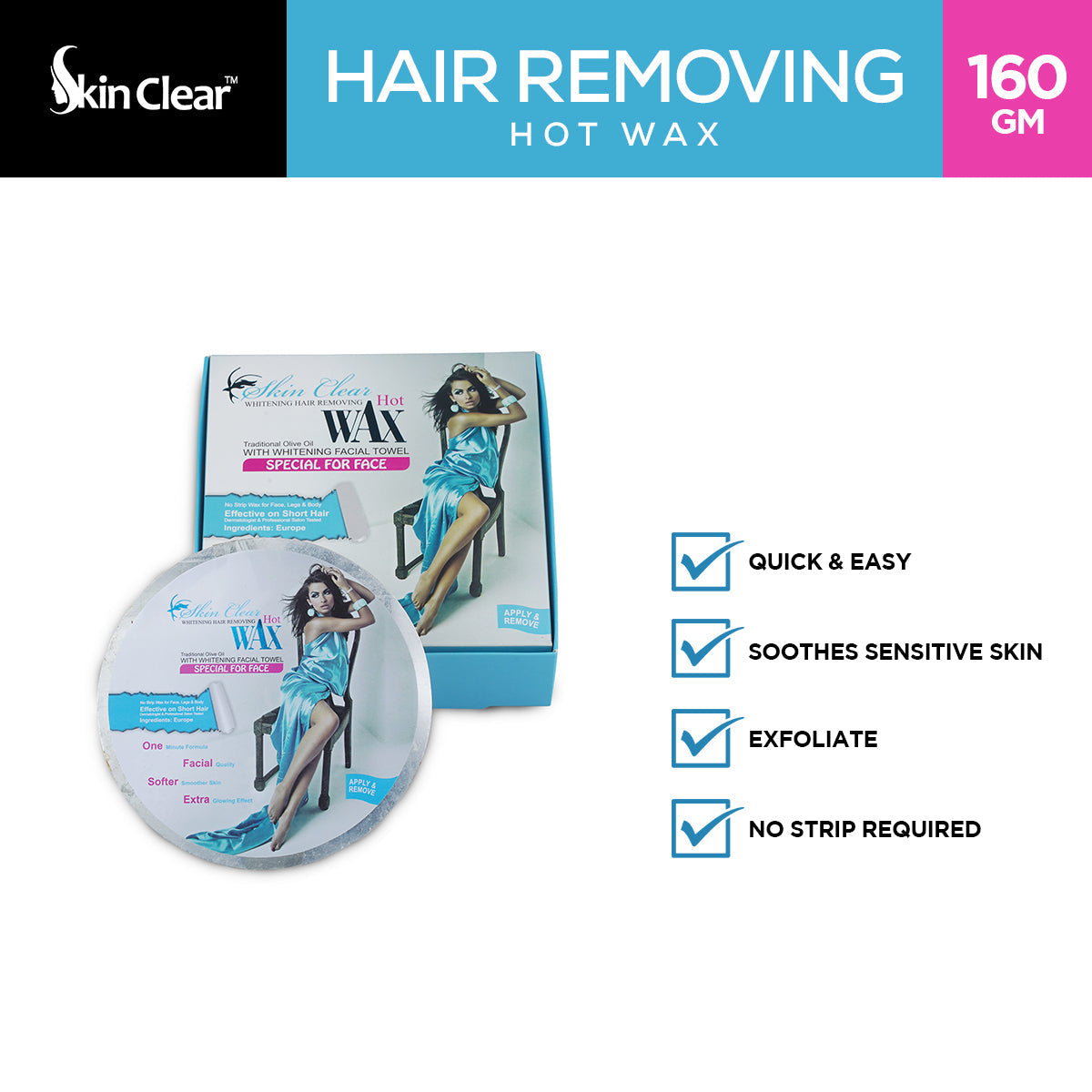 Skin Clear - Hair Removing Hot Wax For Face - 160gm — image 1 — Meeshop Pakistan