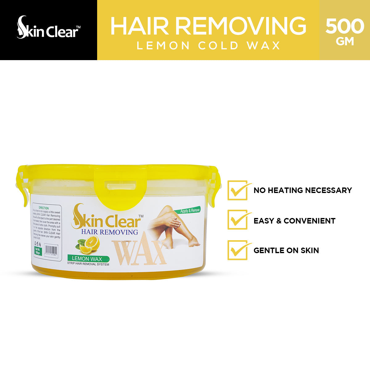 Skin Clear - Hair Removing Lemon Cold Wax - 500gm — image 1 — Meeshop Pakistan