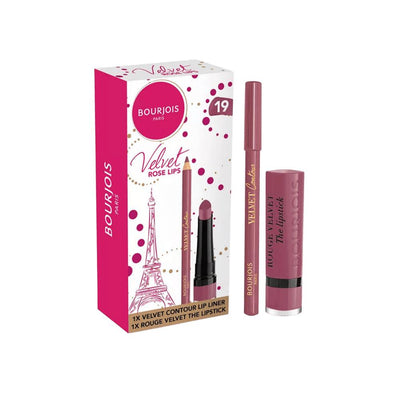 Bourjois - Promo Pack Velvet Contour Lip Liner & Rouge Velvet The Lipstick 19- Place Des Roses