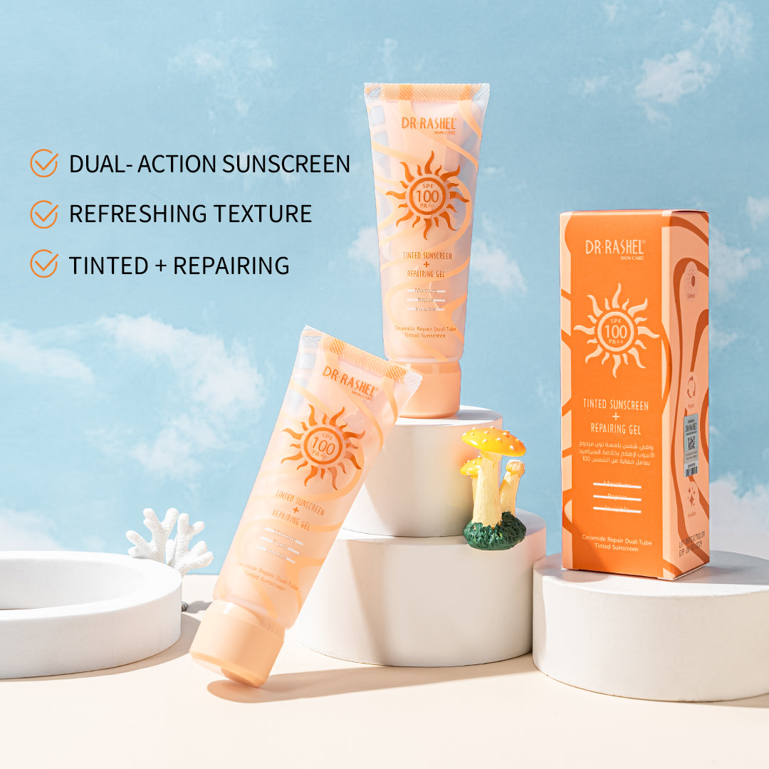 Dr Rashel - Ceramide Repair Dual-Tube Tinted Sunscreen+Repairing Gel 100 PA+ — image 1 — Meeshop Pakistan