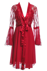 BLS - Halette Silk And Chantilly Nighty - Burgundy view 3