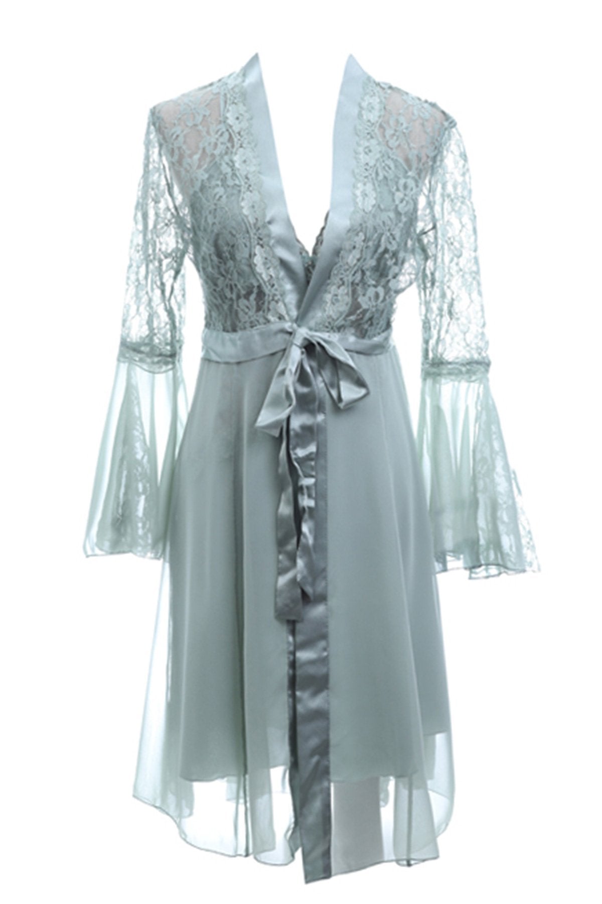 BLS - Halette Silk And Chantilly Nighty - Green — image 3 — Meeshop Pakistan
