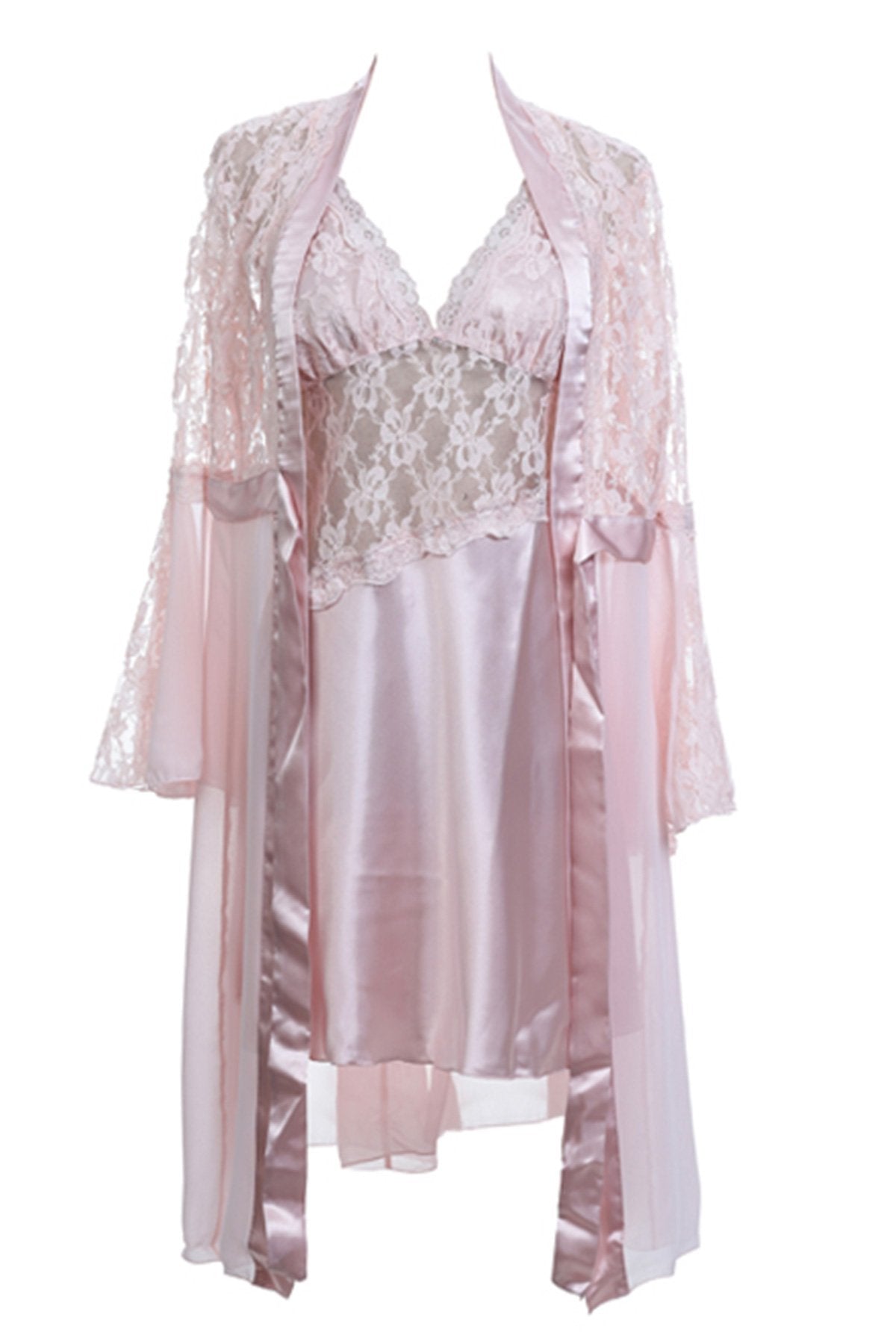 BLS - Halette Silk And Chantilly Nighty - Powder — image 2 — Meeshop Pakistan