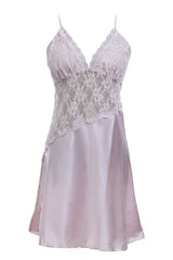 BLS - Halette Silk And Chantilly Nighty - Powder view 1