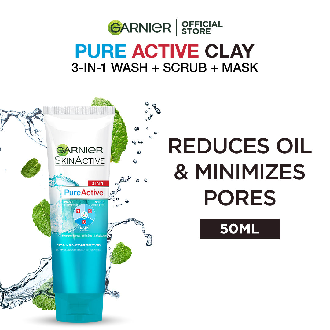 Garnier - Pure Active 3-in-1 Face Wash, Mask & Scrub - 50ml — image 1 — Meeshop Pakistan