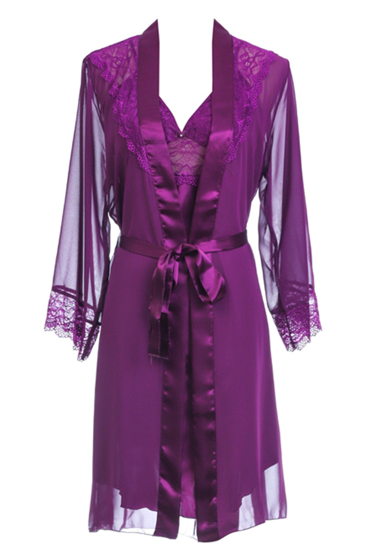 BLS - Heloise Silk And Chantilly Nighty - Purple — image 3 — Meeshop Pakistan