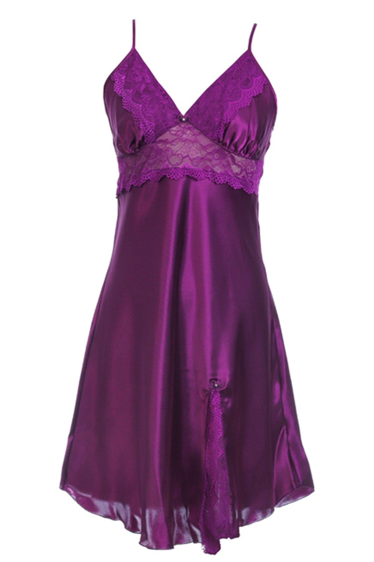 BLS - Heloise Silk And Chantilly Nighty - Purple — image 1 — Meeshop Pakistan