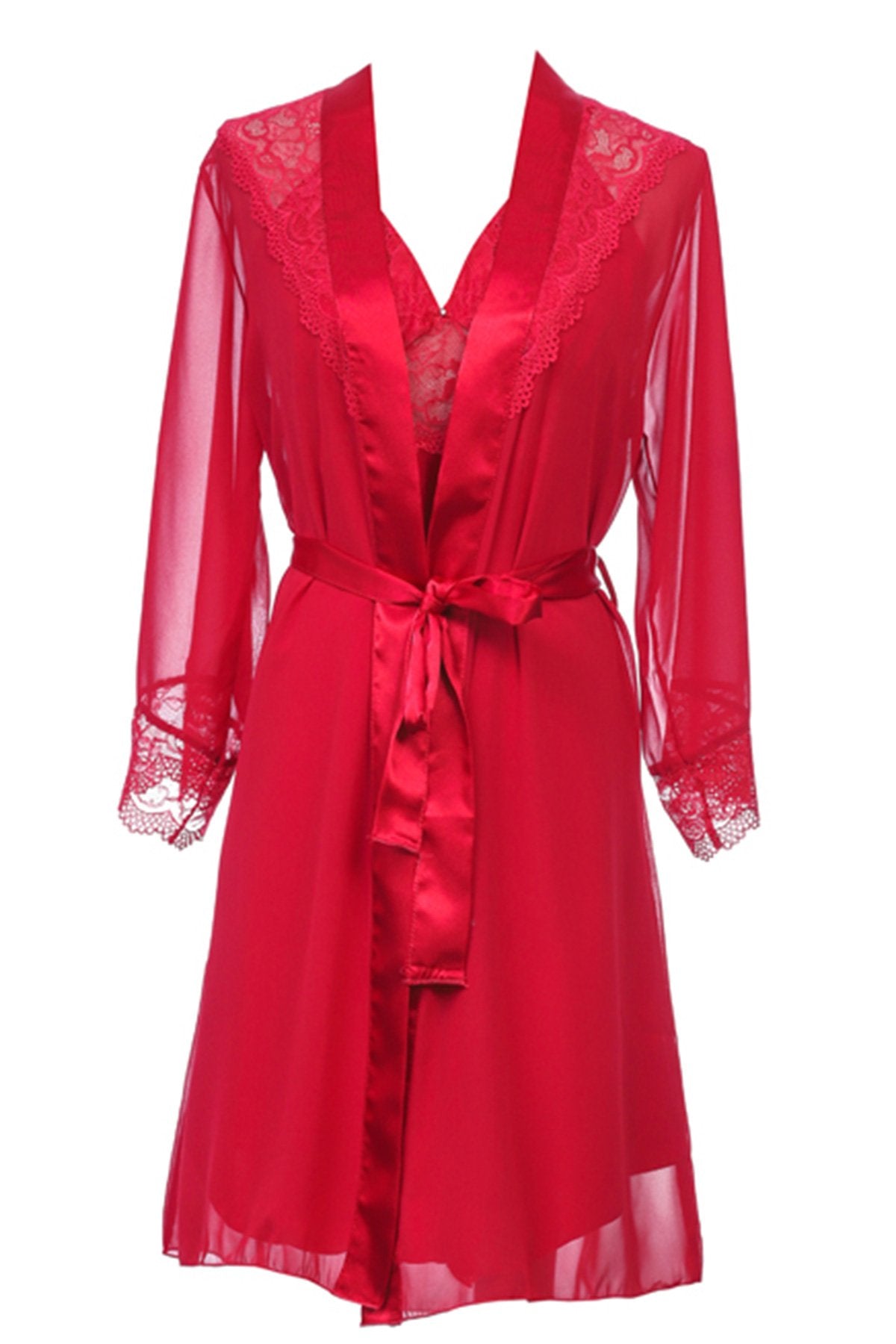 BLS - Heloise Silk And Chantilly Nighty - Burgundy — image 3 — Meeshop Pakistan