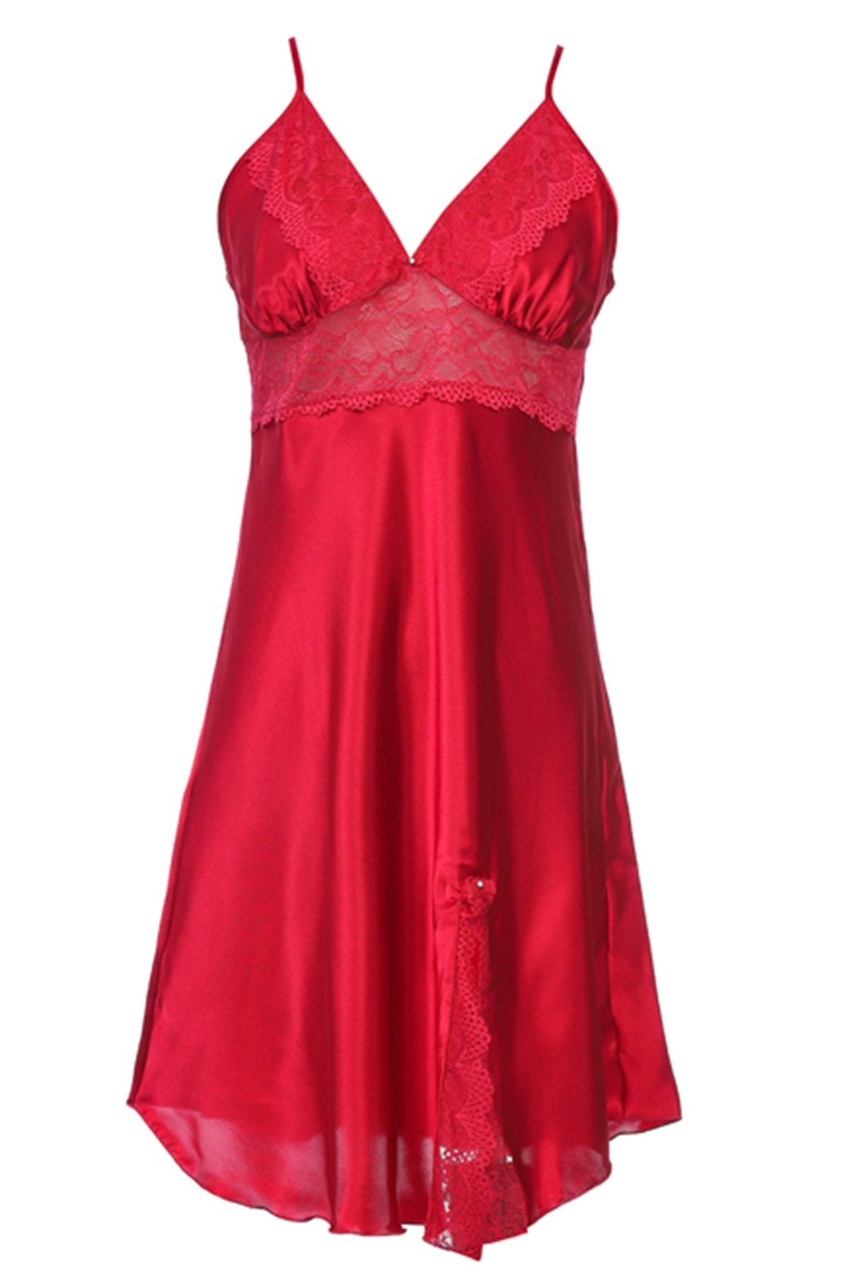 BLS - Heloise Silk And Chantilly Nighty - Burgundy — image 1 — Meeshop Pakistan