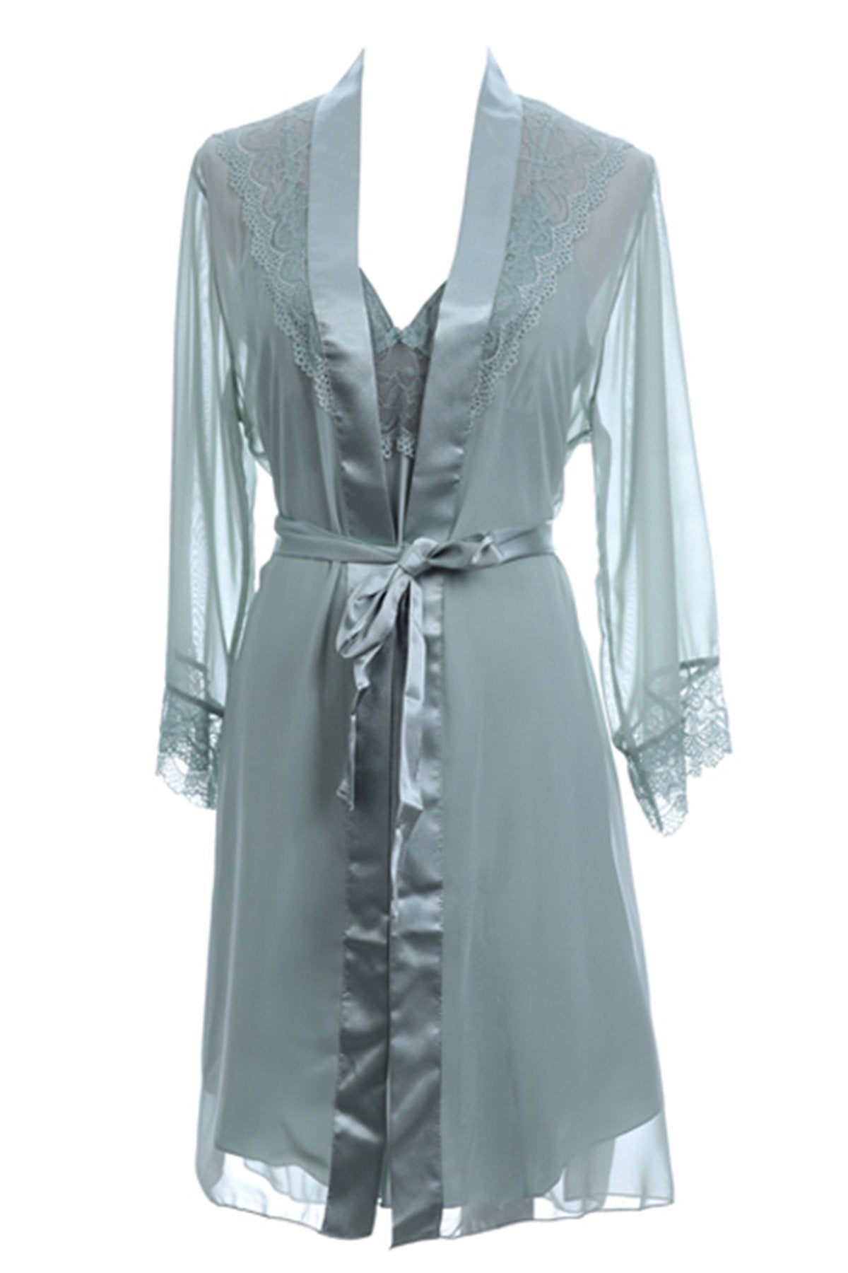 BLS - Heloise Silk And Chantilly Nighty - Green — image 3 — Meeshop Pakistan