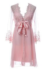 BLS - Hanriette Silk And Chantilly Nighty - Salmon view 2