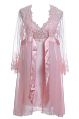 BLS - Hanriette Silk And Chantilly Nighty - Salmon view 3