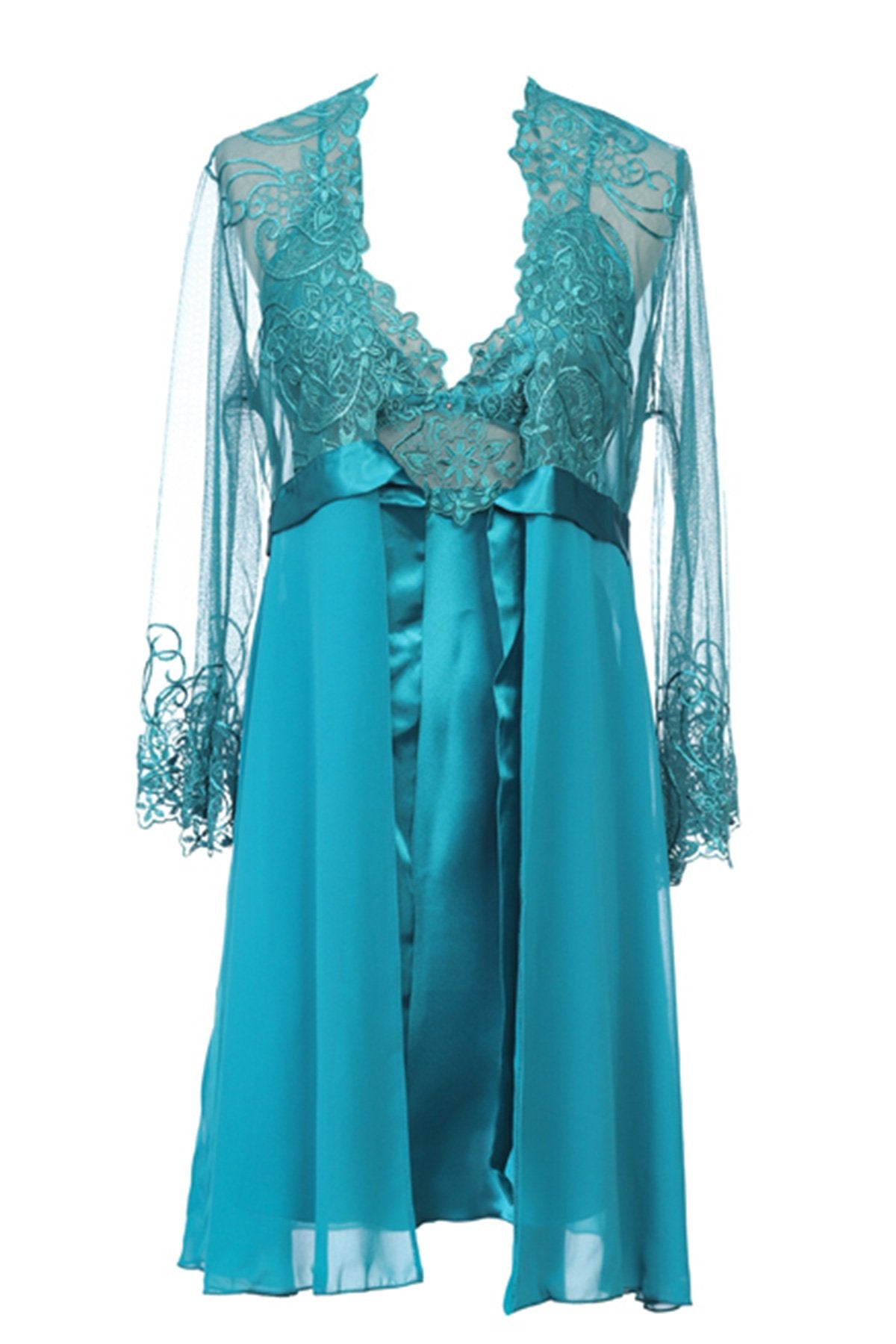BLS - Hanriette Silk And Chantilly Nighty - Emerald — image 2 — Meeshop Pakistan