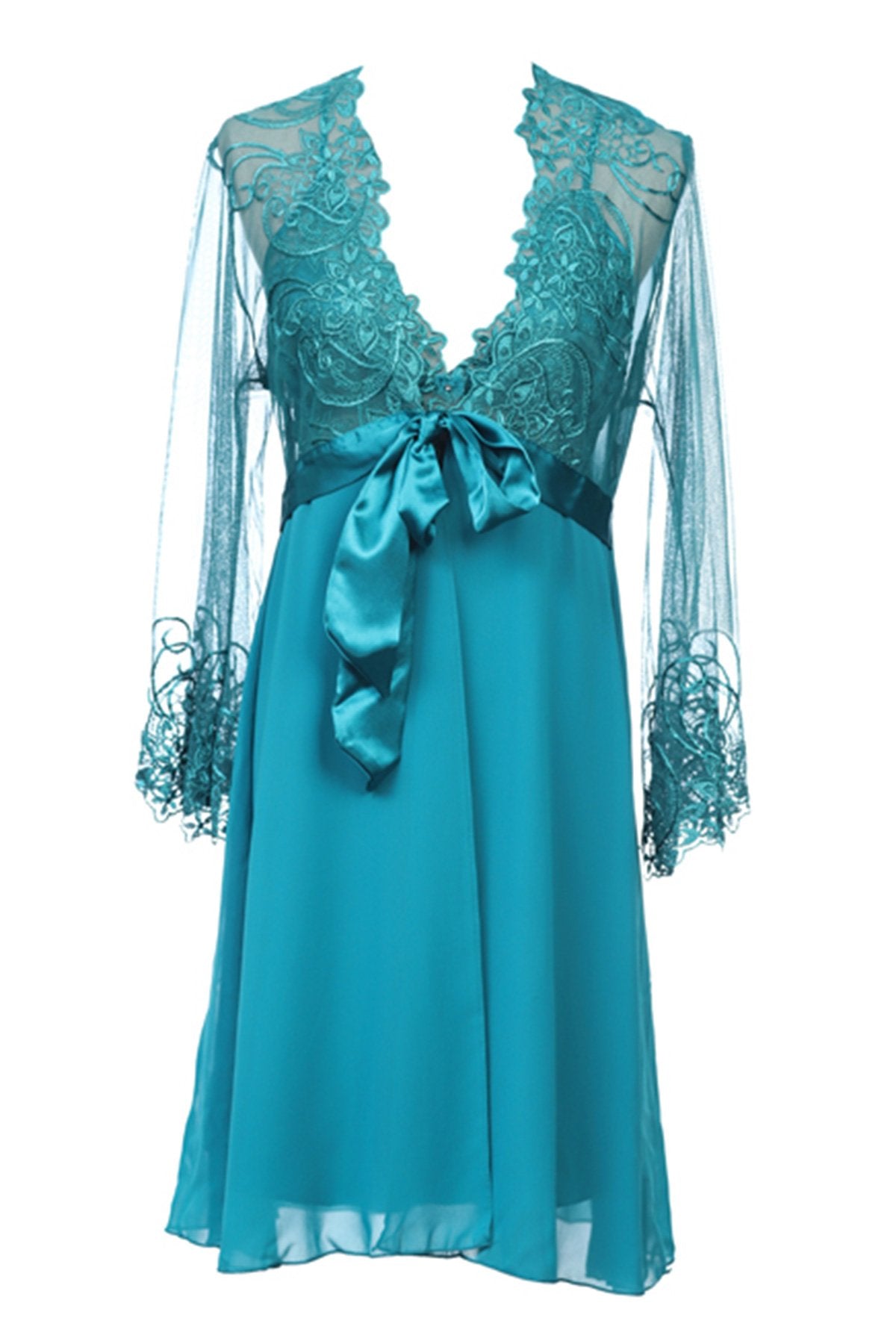 BLS - Hanriette Silk And Chantilly Nighty - Emerald — image 3 — Meeshop Pakistan