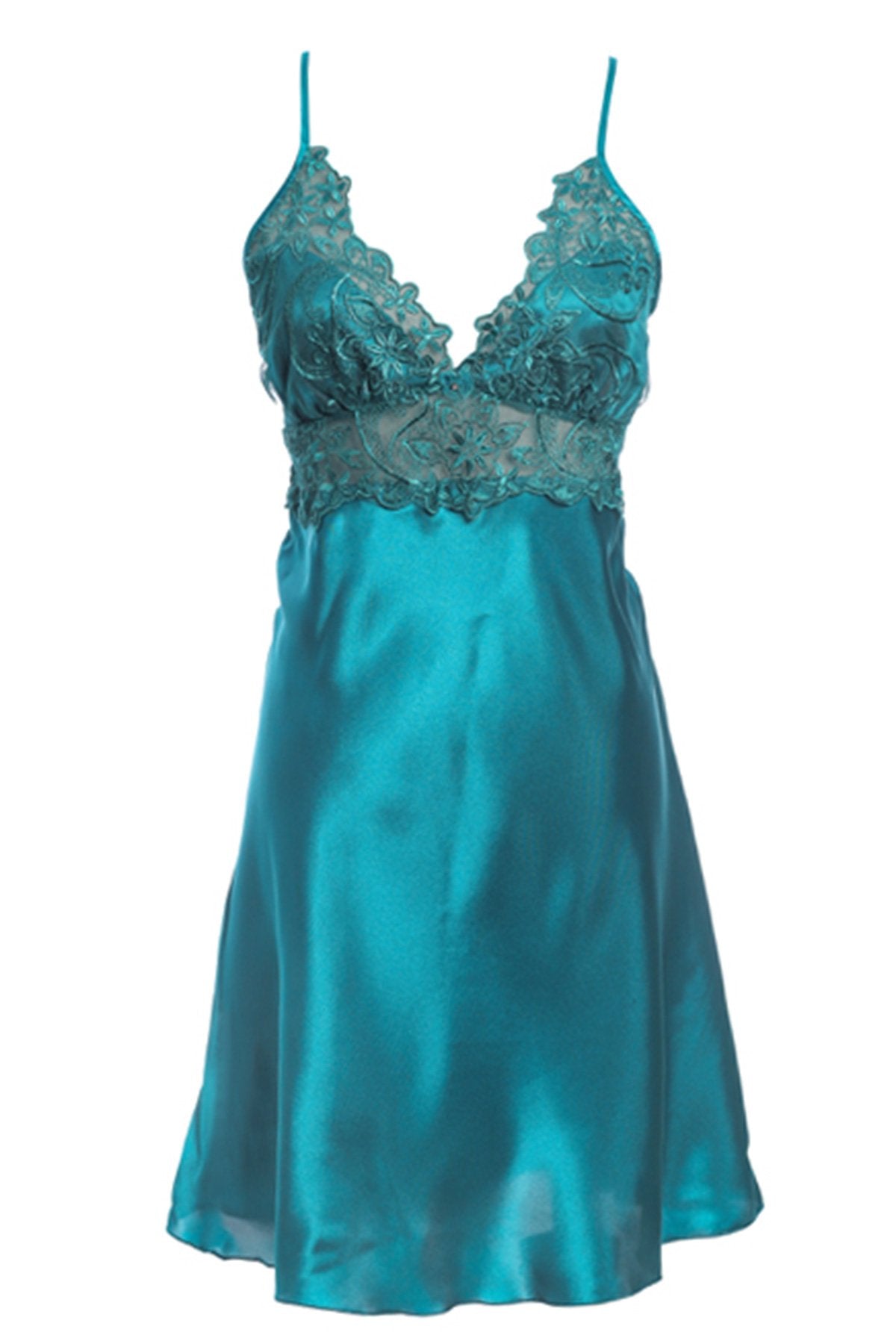 BLS - Hanriette Silk And Chantilly Nighty - Emerald — image 1 — Meeshop Pakistan