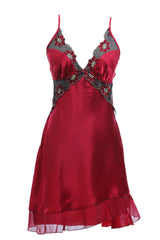 BLS - Harriet Silk And Chantilly Nighty - Burgundy view 1
