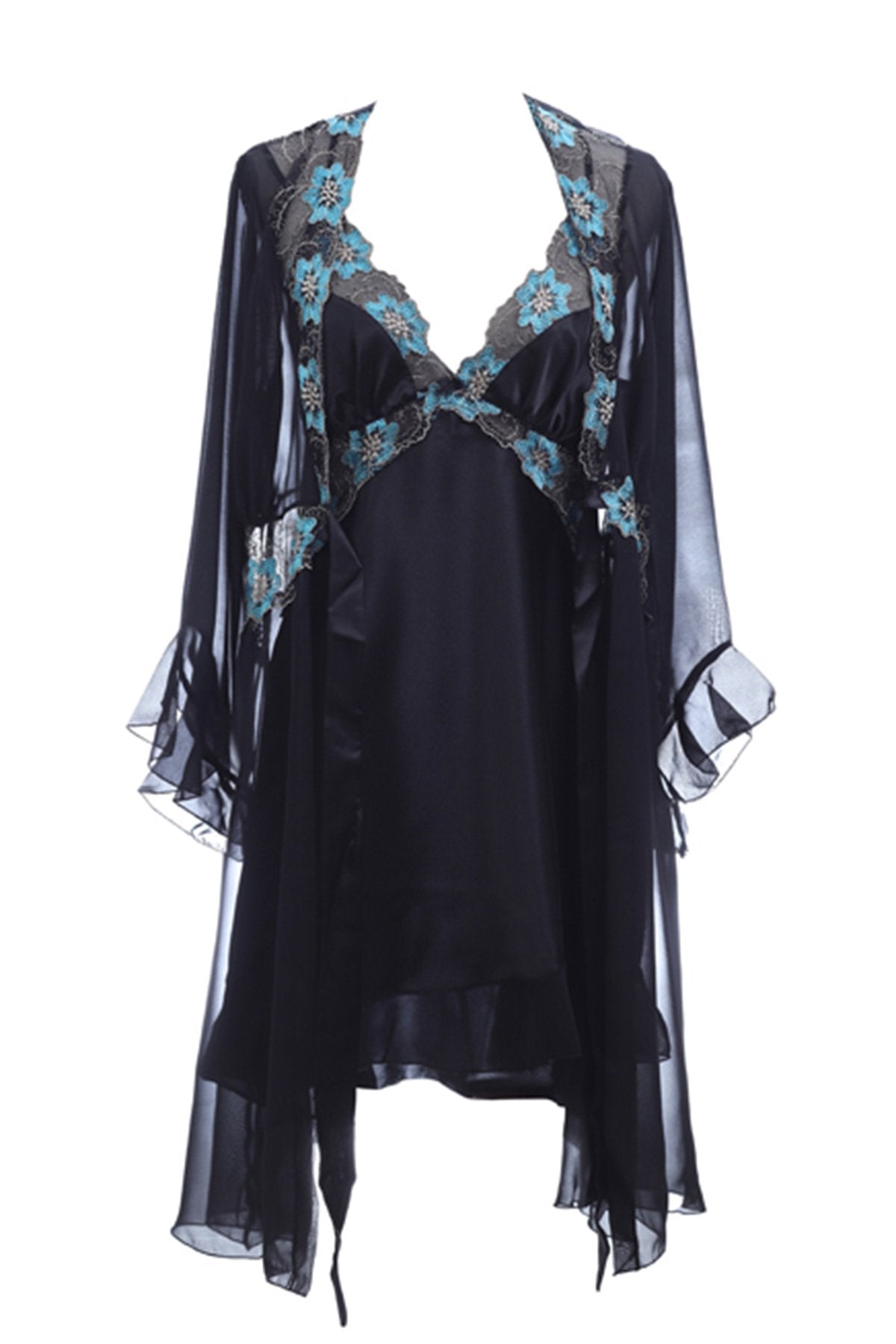 BLS - Harriet Silk And Chantilly Nighty - Terquoise — image 2 — Meeshop Pakistan
