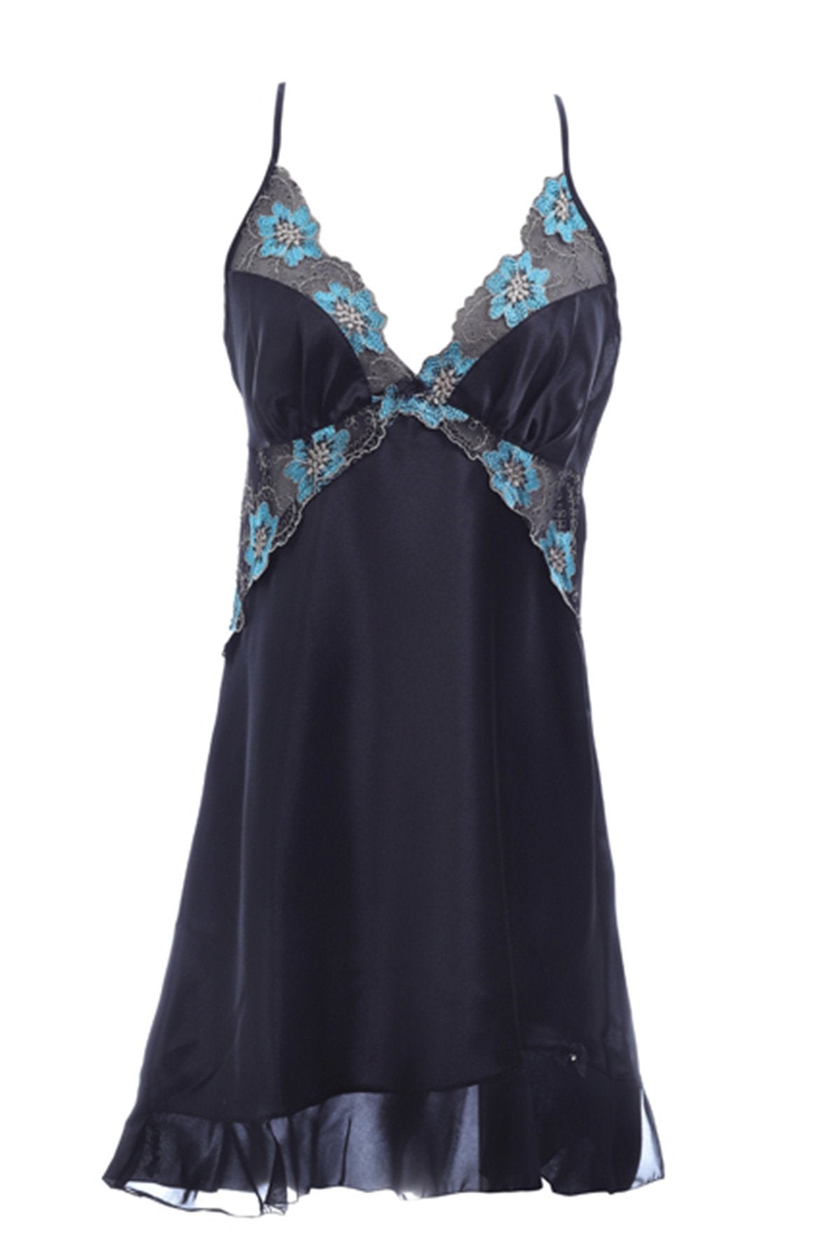 BLS - Harriet Silk And Chantilly Nighty - Terquoise — image 1 — Meeshop Pakistan