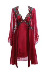 BLS - Harriet Silk And Chantilly Nighty - Burgundy view 2
