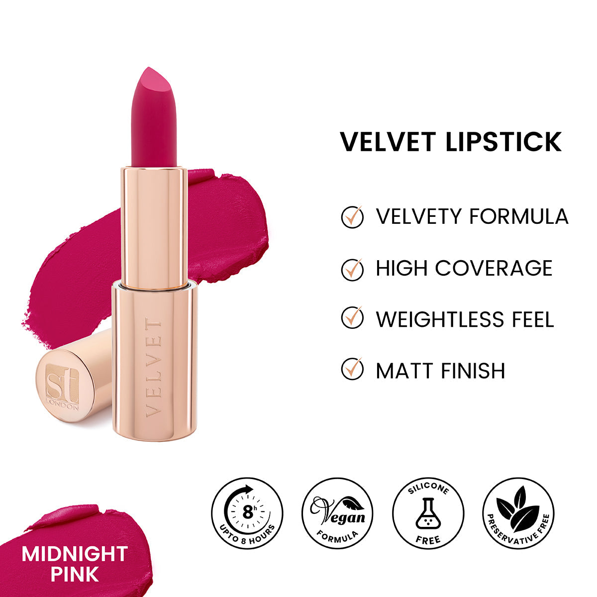 ST London - Velvet Ultra Matt Lipstick - Midnight Pink — image 1 — Meeshop Pakistan