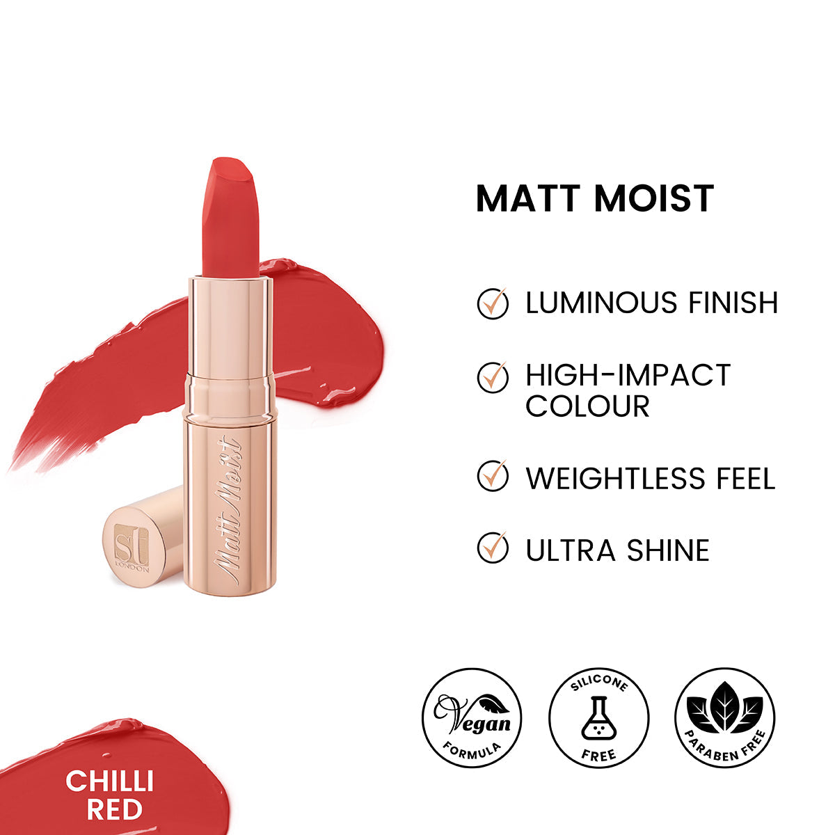 ST London - Matt Moist Long-Lasting Lipstick - Chilli Red — image 1 — Meeshop Pakistan