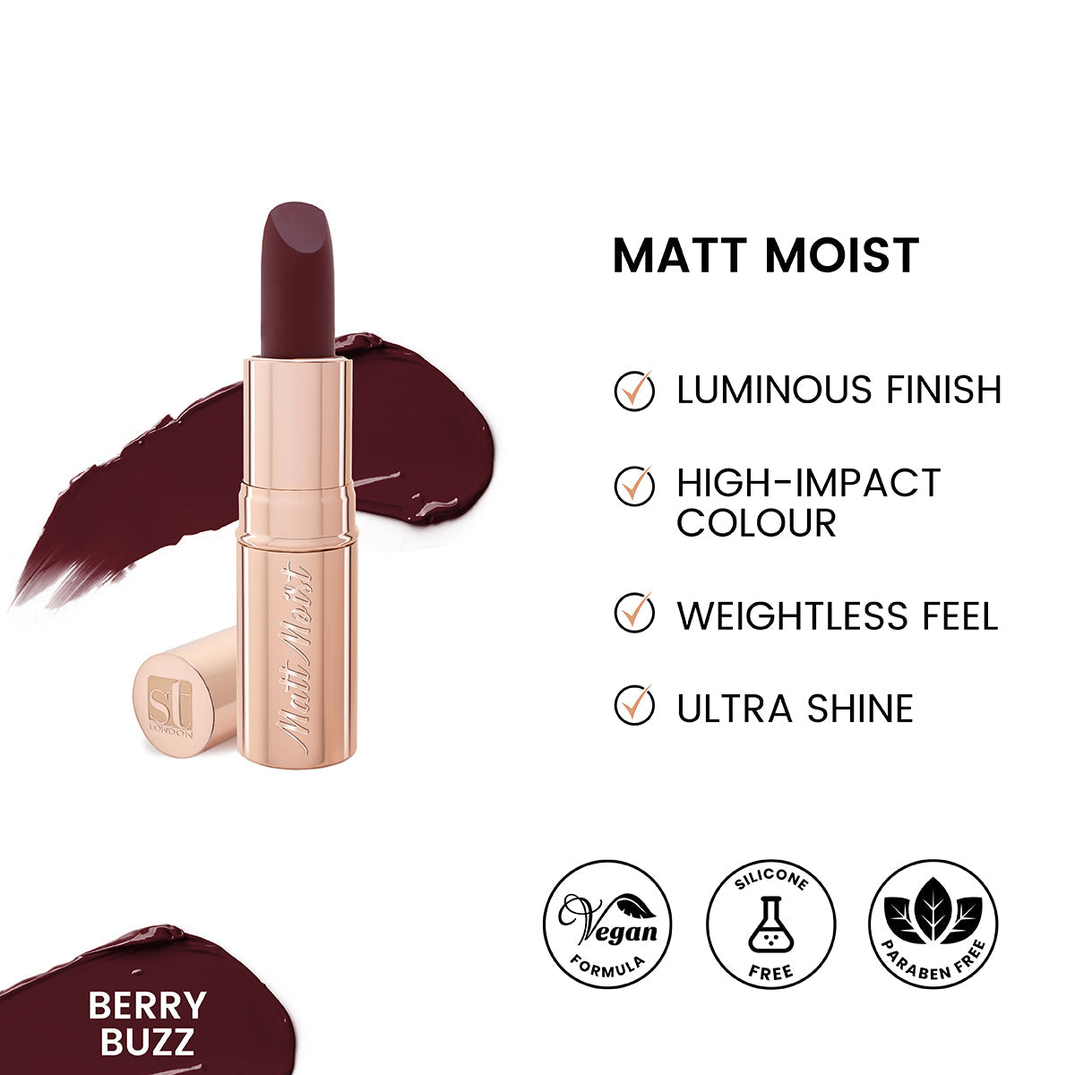 ST London - Matt Moist Long-Lasting Lipstick - Berry Buzz — image 1 — Meeshop Pakistan