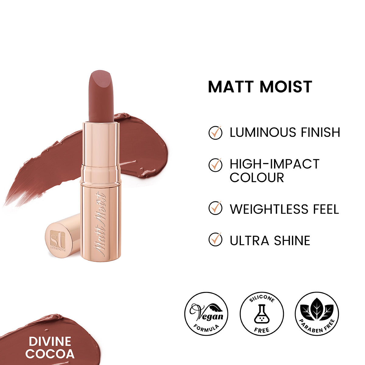 ST London - Matt Moist Long-Lasting Lipstick - Divine Cocoa — image 1 — Meeshop Pakistan
