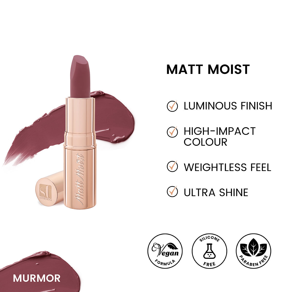 ST London - Matt Moist Long-Lasting Lipstick - Murmor — image 1 — Meeshop Pakistan