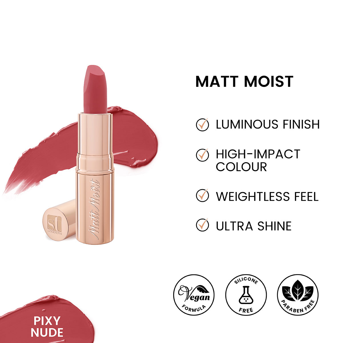 ST London - Matt Moist Long-Lasting Lipstick - Pixy Nude — image 1 — Meeshop Pakistan