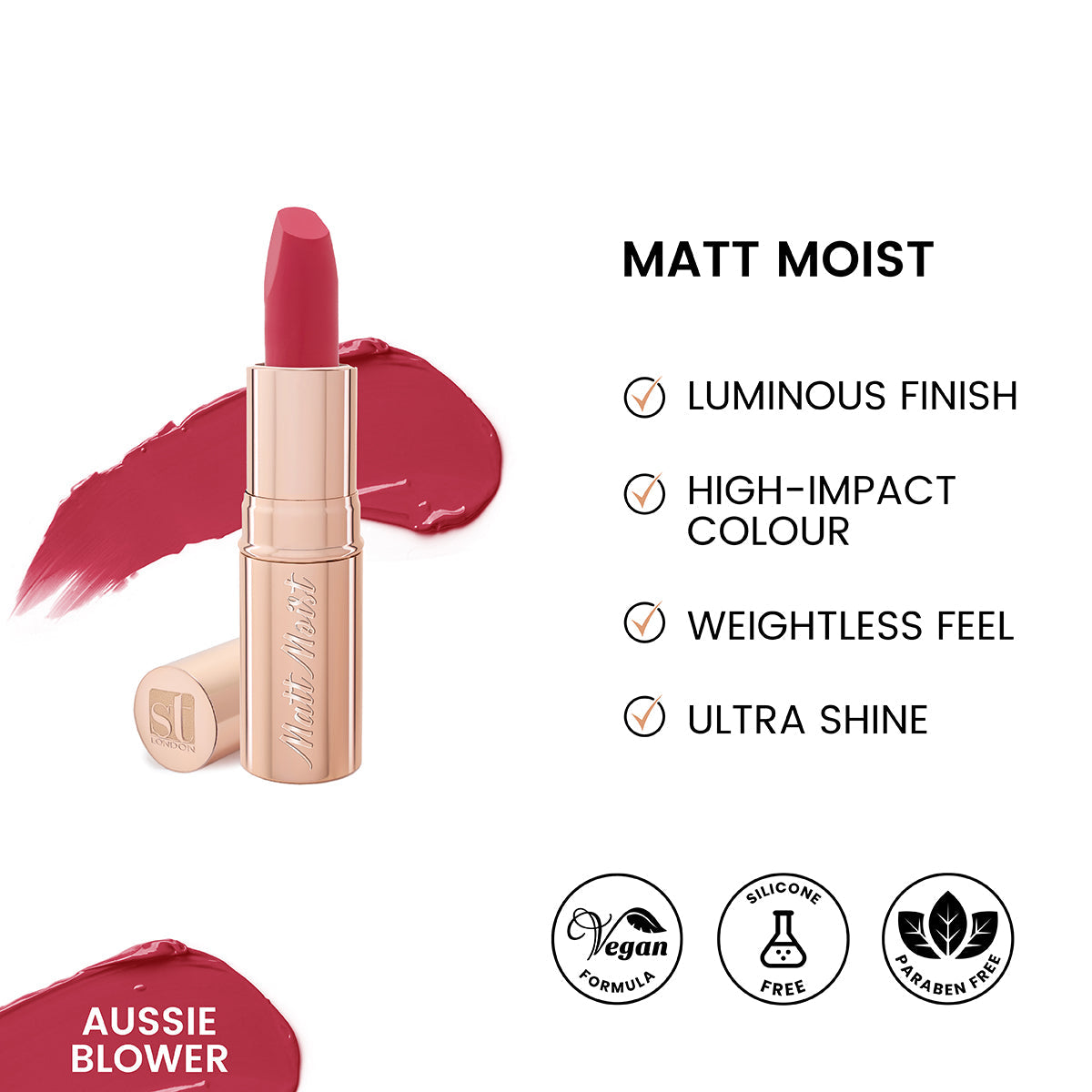 ST London - Matt Moist Long-Lasting Lipstick - Aussie Blower — image 1 — Meeshop Pakistan