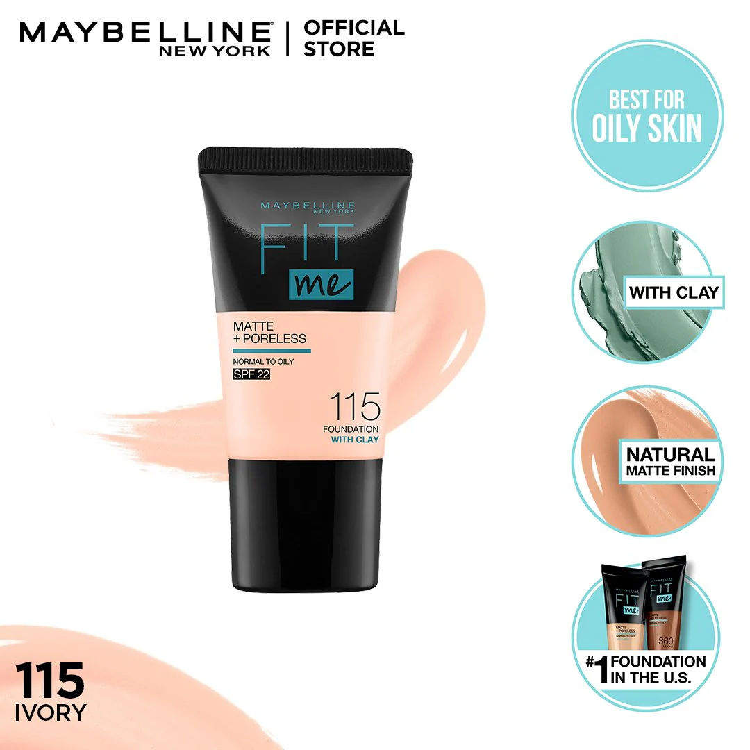 Maybelline - Fit Me Liquid Foundation Matte & Poreless Mini Tube - 115 Ivory — image 1 — Meeshop Pakistan