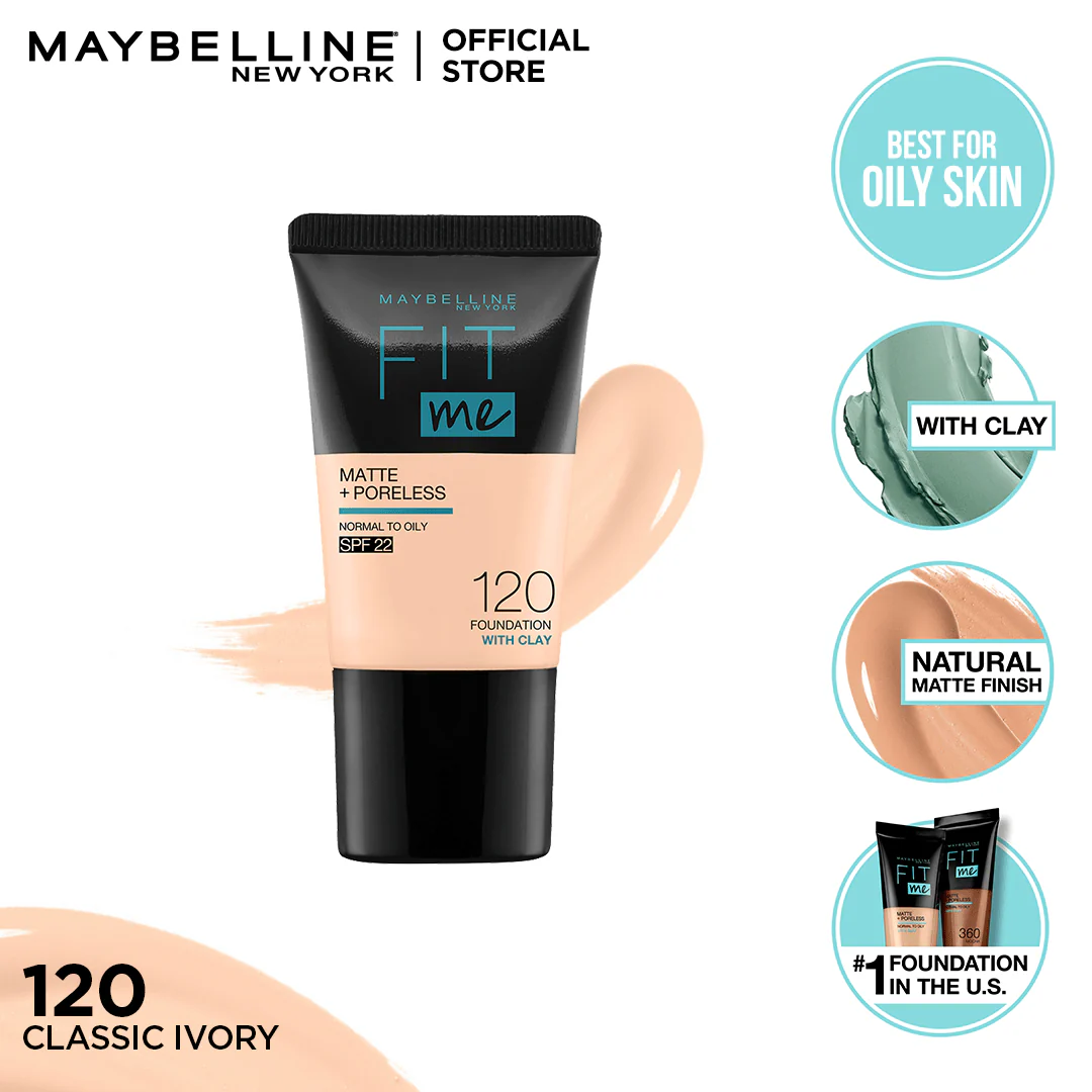Maybelline - Fit Me Liquid Foundation Matte & Poreless Mini Tube - 120 Classic Ivory — image 1 — Meeshop Pakistan