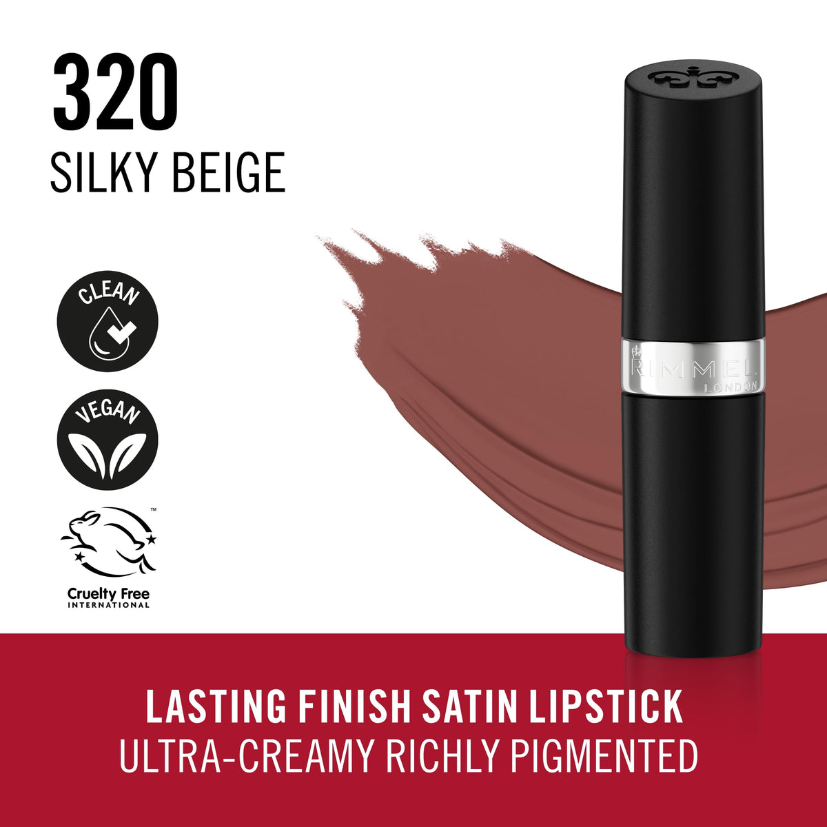 Rimmel London - Lasting Finish Bullets Satin Lipstick - 320 Silky Beige — image 1 — Meeshop Pakistan