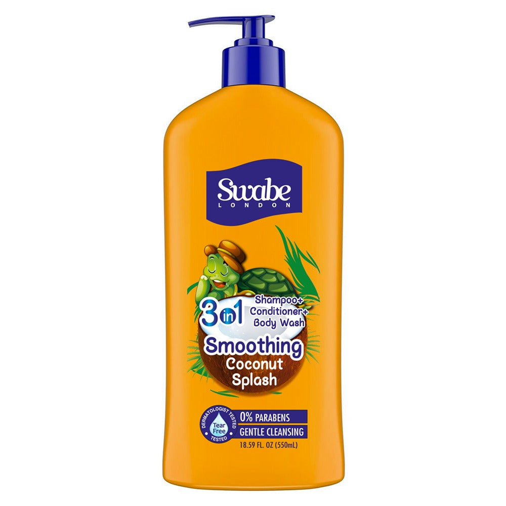 Swabe London - Kids Coconut Splash 3in1 Shampoo + Conditioner & Body Wash - 550ml — image 1 — Meeshop Pakistan