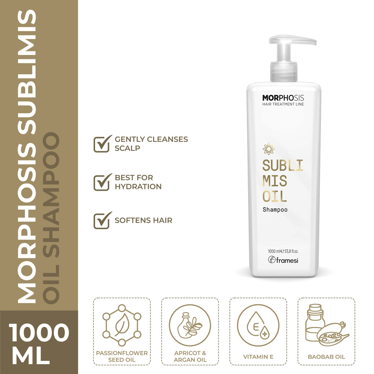Framesi - Morphosis Sublimis Oil Shampoo - 1000ml — image 1 — Meeshop Pakistan
