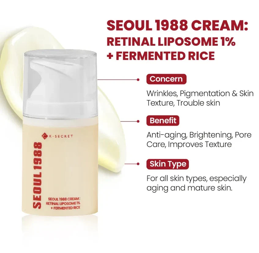 K-Secret - Seoul 1988 Retinal Liposome 1% + Fermented Rice Cream - 50ml — image 1 — Meeshop Pakistan