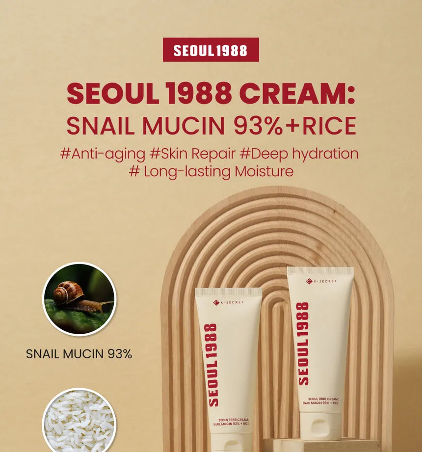 K-Secret - Seoul 1988 Snail Mucin 93% + Rice Cream - 100ml — image 1 — Meeshop Pakistan