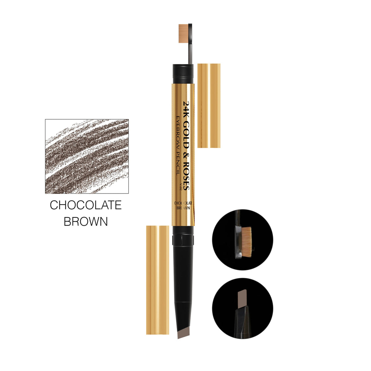 BBA By Suleman - 24K Gold & Roses V.02 Eyebrow pencil - Coffee Brown — image 1 — Meeshop Pakistan