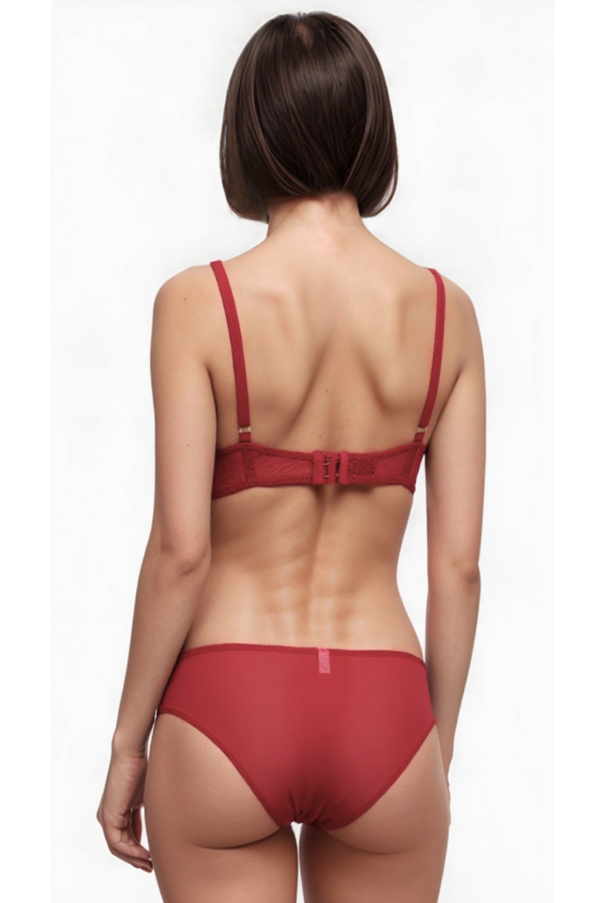 BLS - Aria Padded And Wired Strapless Demi Bra Set - Red — image 2 — Meeshop Pakistan