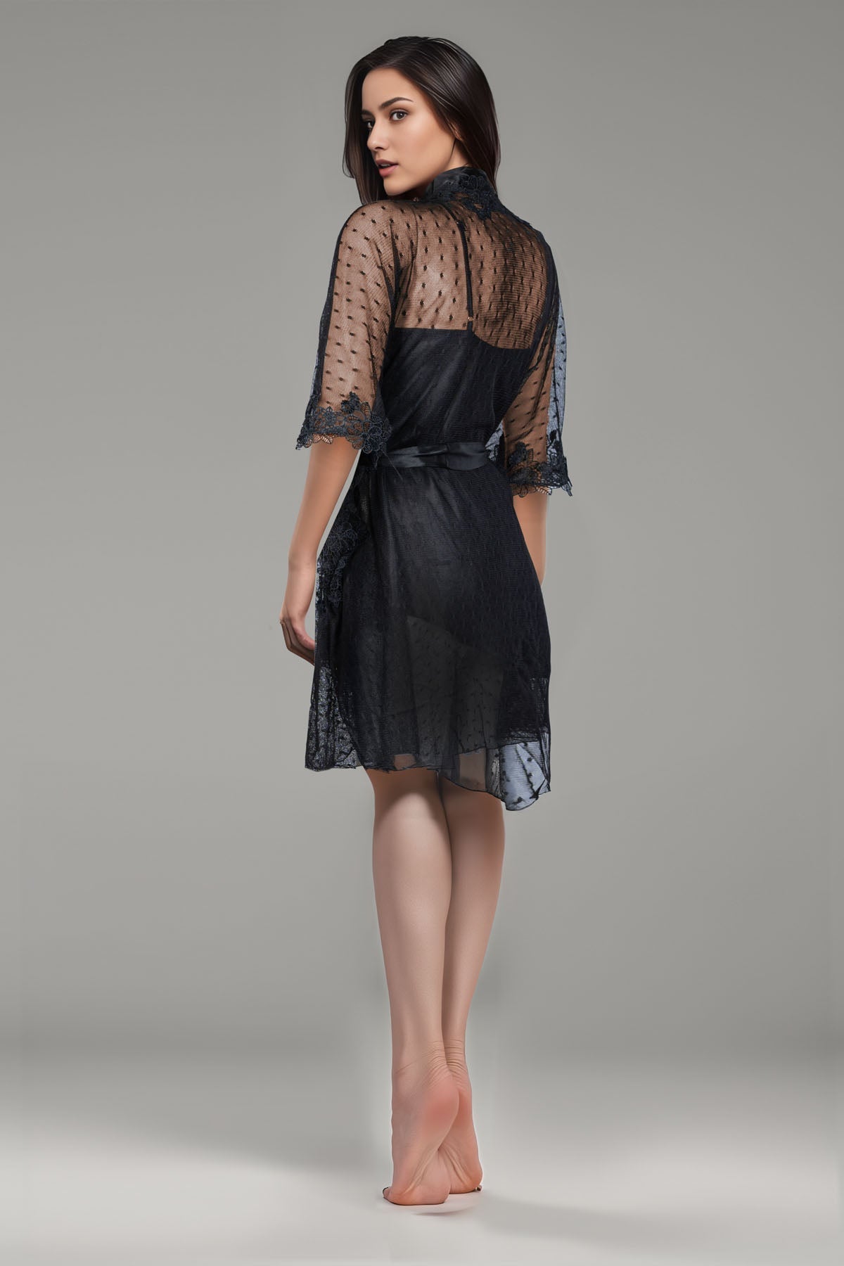 BLS - Bess Silk And Lace Nighty - Black — image 2 — Meeshop Pakistan