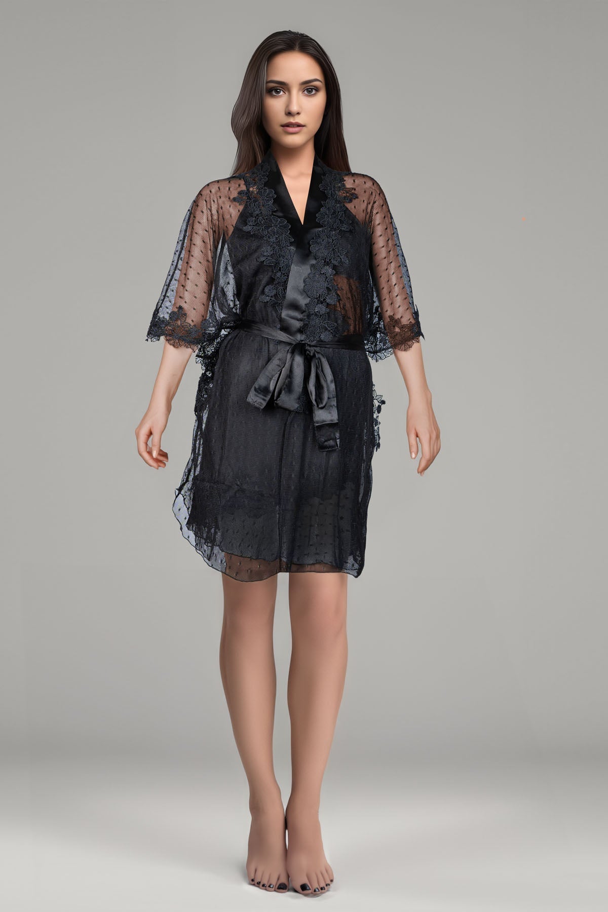 BLS - Bess Silk And Lace Nighty - Black — image 1 — Meeshop Pakistan