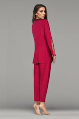 BLS - Bluma Lace And Viscose Pajama Set - Burgundy view 2