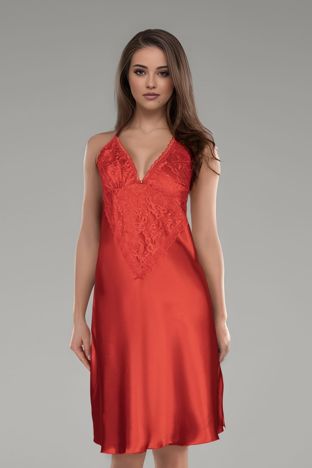 BLS - Brielle Silk And Lace Nighty - Red — image 1 — Meeshop Pakistan