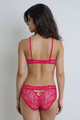 BLS - Eartha Wired And Paded Lace Bra Set - Red view 2