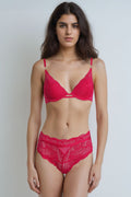 BLS - Eartha Wired And Paded Lace Bra Set - Red
