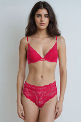 BLS - Eartha Wired And Paded Lace Bra Set - Red view 1